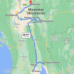 Itinerario: Yangon, Bago (Pegu), Golden Rock – Pagoda Kyaiktiyo, Bago, Nyaungshwe (Lake Inle), Pindaya Caves, Lake Inle, New Bagan, Mandalay, Min cun, Mandalay