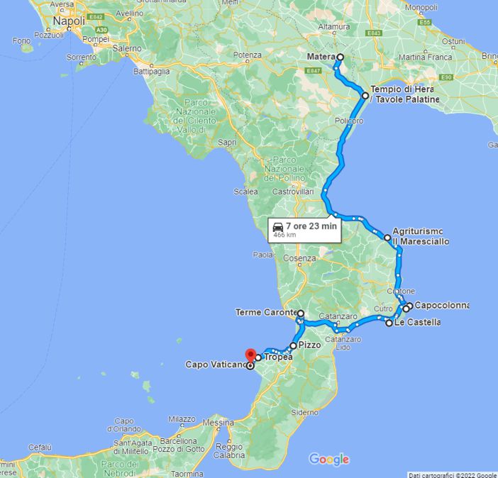 Itinerario Calabria in camper