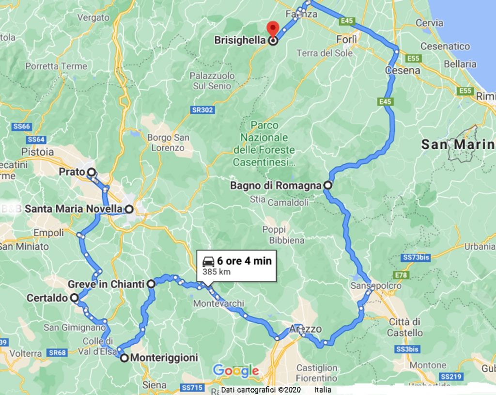 Itinerario da Firenze a Brisighella