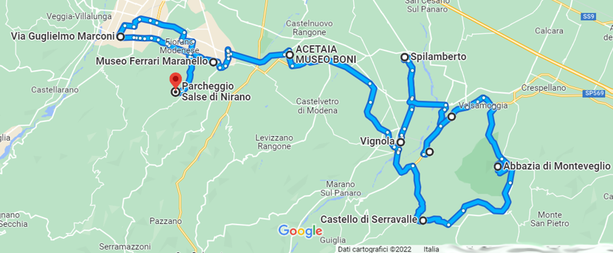 Itinerario nel modenese partendo da Vignola